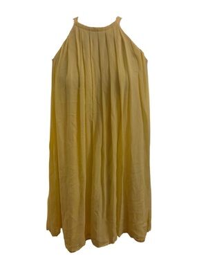 Express Silk Pleated Halter Dress - Yellow